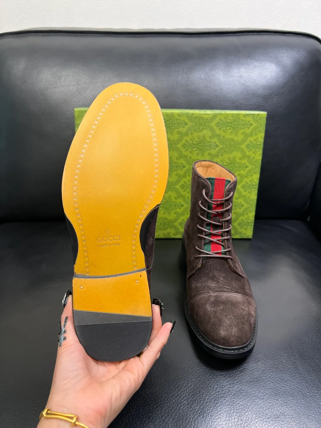 Men's shoes 💰900 Gucci High-quality top crafts Gucci Leather shoes and boots high-top series counter synchronization Original factory configuration, original cowhide imported from Italy, imported water-dyed cow lining, soles: original factory special supply original sole super comfortable, original factory and single goods High quality, welcome to compare and synchronization at the counter, code number 39-44 (customized 45)